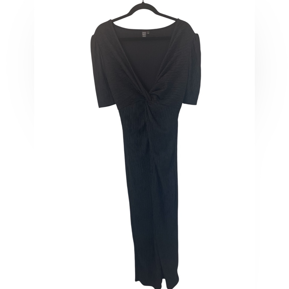 Black Knot Front Long Dress